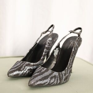 Jessica Black & Silver Zebra sparkle heels Shoes Size 7